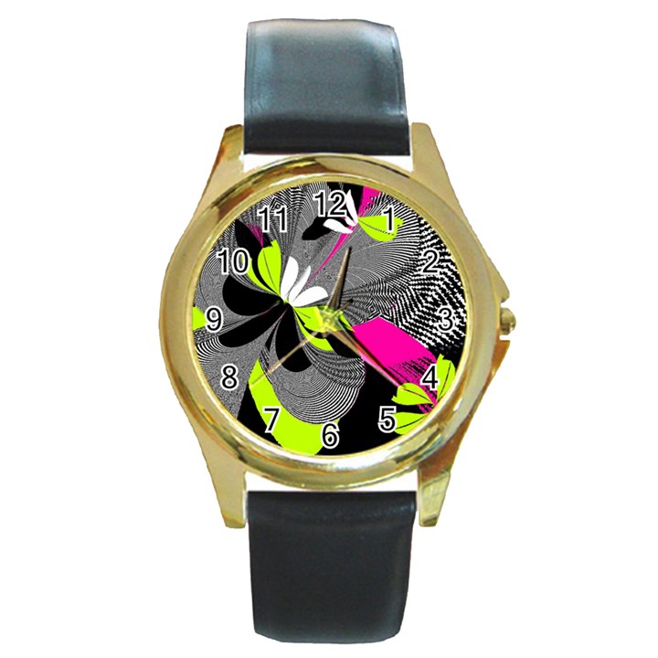 Abstract Illustration Nameless Fantasy Round Gold Metal Watch