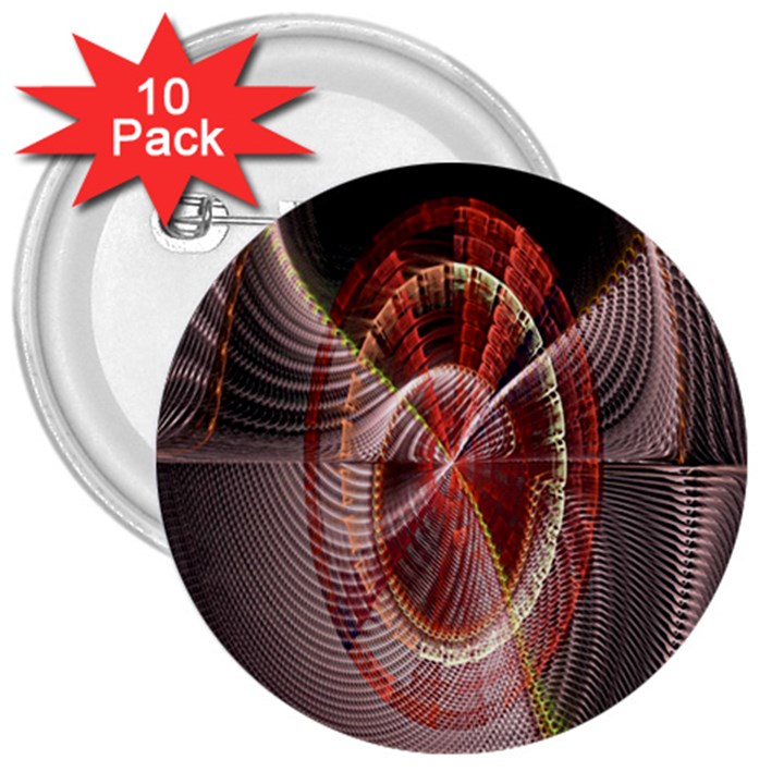 Fractal Fabric Ball Isolated On Black Background 3  Buttons (10 pack) 