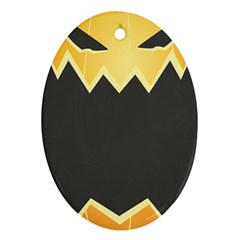 Halloween Pumpkin Orange Mask Face Sinister Eye Black Oval Ornament (two Sides) by Mariart