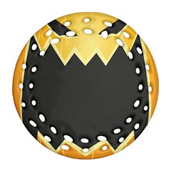 Halloween Pumpkin Orange Mask Face Sinister Eye Black Round Filigree Ornament (two Sides)