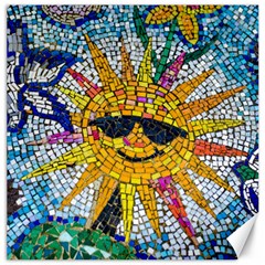 Sun From Mosaic Background Canvas 12  X 12   by Nexatart