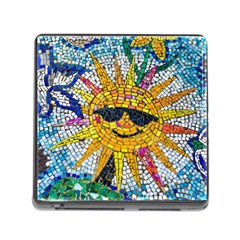 Sun From Mosaic Background Memory Card Reader (square) by Nexatart