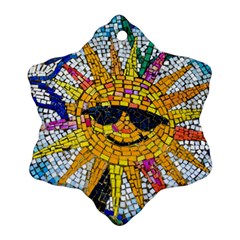 Sun From Mosaic Background Ornament (snowflake) by Nexatart