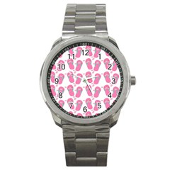 Flip Flops Flower Star Sakura Pink Sport Metal Watch