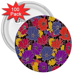 Colorful Floral Pattern Background 3  Buttons (100 Pack)  by Nexatart