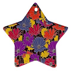 Colorful Floral Pattern Background Star Ornament (two Sides) by Nexatart