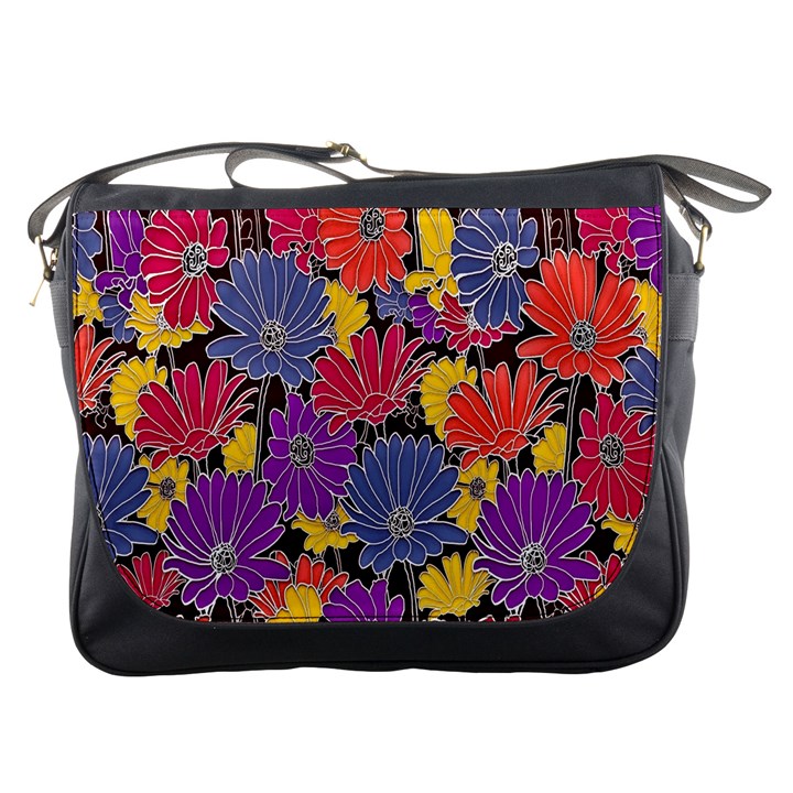 Colorful Floral Pattern Background Messenger Bags