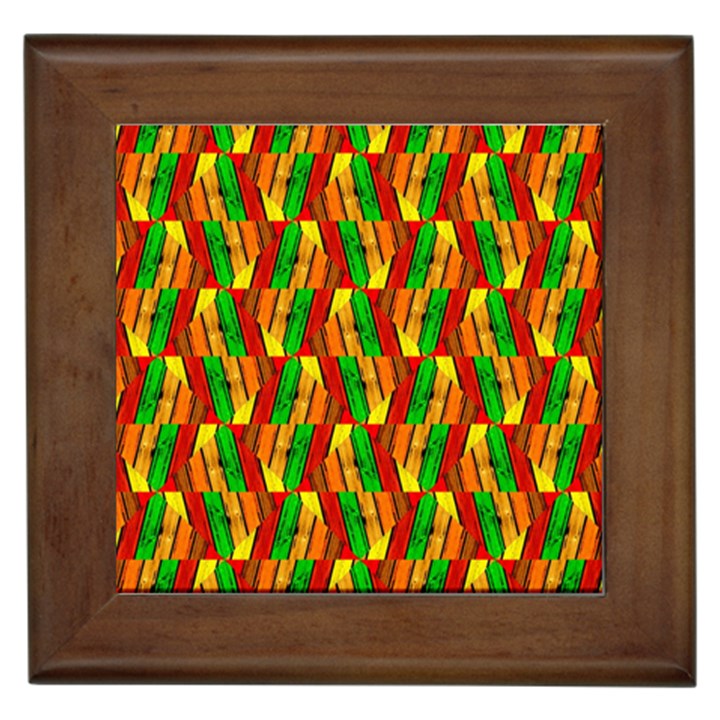 Colorful Wooden Background Pattern Framed Tiles