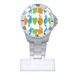 Fruit Apple Orange Green Blue Plastic Nurses Watch by Mariart