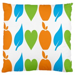 Fruit Apple Orange Green Blue Large Flano Cushion Case (one Side)