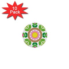 Flower Floral Sunflower Sakura Star Leaf 1  Mini Buttons (10 Pack) 