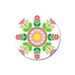 Flower Floral Sunflower Sakura Star Leaf Magnet 3  (round)