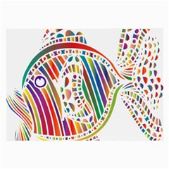 Colorful Fish Animals Rainbow Large Glasses Cloth (2-side) by Mariart