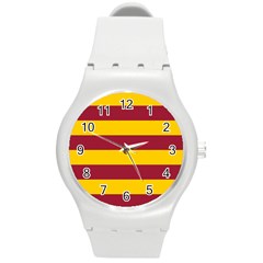 Oswald s Stripes Red Yellow Round Plastic Sport Watch (m) by Mariart