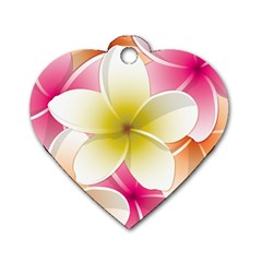Frangipani Flower Floral White Pink Yellow Dog Tag Heart (two Sides) by Mariart