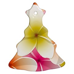 Frangipani Flower Floral White Pink Yellow Christmas Tree Ornament (two Sides)