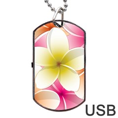 Frangipani Flower Floral White Pink Yellow Dog Tag Usb Flash (two Sides) by Mariart