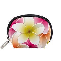 Frangipani Flower Floral White Pink Yellow Accessory Pouches (small)  by Mariart