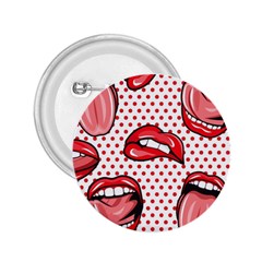 Lipstick Lip Red Polka Dot Circle 2.25  Buttons