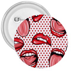 Lipstick Lip Red Polka Dot Circle 3  Buttons