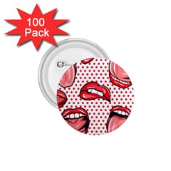 Lipstick Lip Red Polka Dot Circle 1.75  Buttons (100 pack) 