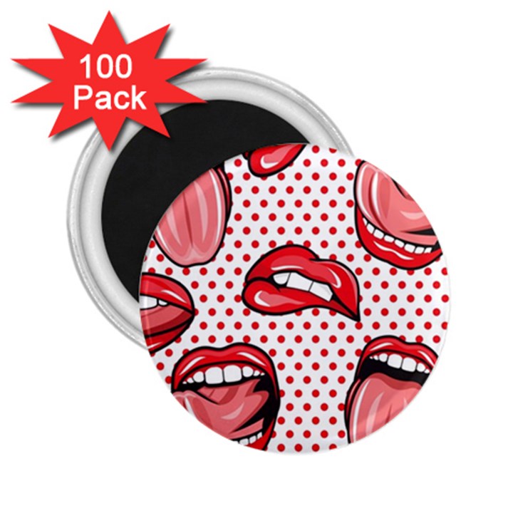Lipstick Lip Red Polka Dot Circle 2.25  Magnets (100 pack) 