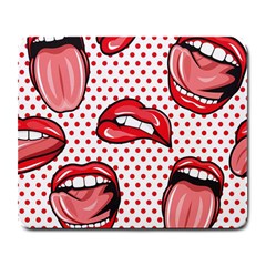 Lipstick Lip Red Polka Dot Circle Large Mousepads by Mariart