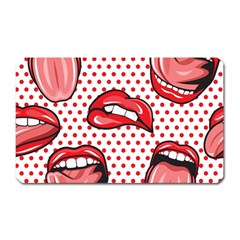 Lipstick Lip Red Polka Dot Circle Magnet (Rectangular)