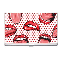 Lipstick Lip Red Polka Dot Circle Business Card Holders by Mariart