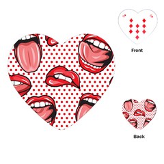 Lipstick Lip Red Polka Dot Circle Playing Cards (heart)  by Mariart
