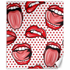 Lipstick Lip Red Polka Dot Circle Canvas 8  x 10 