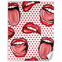 Lipstick Lip Red Polka Dot Circle Canvas 12  X 16   by Mariart