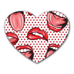 Lipstick Lip Red Polka Dot Circle Heart Mousepads by Mariart