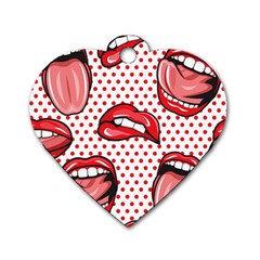 Lipstick Lip Red Polka Dot Circle Dog Tag Heart (Two Sides)