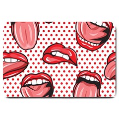 Lipstick Lip Red Polka Dot Circle Large Doormat 