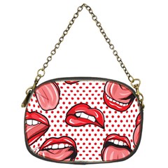 Lipstick Lip Red Polka Dot Circle Chain Purses (Two Sides) 