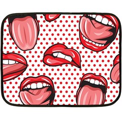 Lipstick Lip Red Polka Dot Circle Fleece Blanket (Mini)