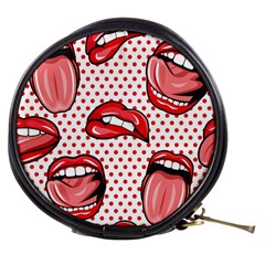 Lipstick Lip Red Polka Dot Circle Mini Makeup Bags