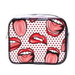 Lipstick Lip Red Polka Dot Circle Mini Toiletries Bags