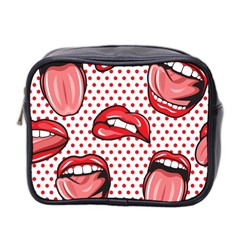 Lipstick Lip Red Polka Dot Circle Mini Toiletries Bag 2-Side