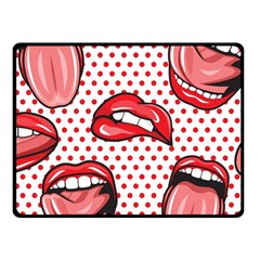 Lipstick Lip Red Polka Dot Circle Fleece Blanket (Small)