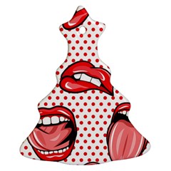 Lipstick Lip Red Polka Dot Circle Christmas Tree Ornament (Two Sides)