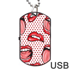 Lipstick Lip Red Polka Dot Circle Dog Tag Usb Flash (two Sides)