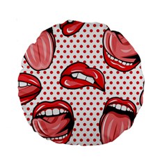 Lipstick Lip Red Polka Dot Circle Standard 15  Premium Round Cushions