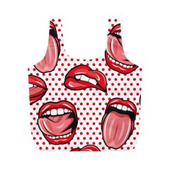 Lipstick Lip Red Polka Dot Circle Full Print Recycle Bags (M) 