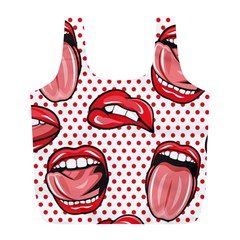 Lipstick Lip Red Polka Dot Circle Full Print Recycle Bags (L) 
