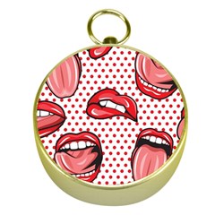 Lipstick Lip Red Polka Dot Circle Gold Compasses