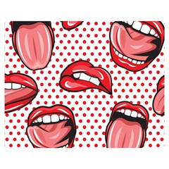 Lipstick Lip Red Polka Dot Circle Double Sided Flano Blanket (Medium) 