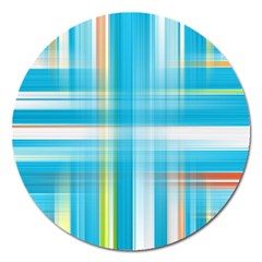 Lines Blue Stripes Magnet 5  (round) by Mariart