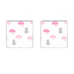 Raining Cats Dogs White Pink Cloud Rain Cufflinks (Square)